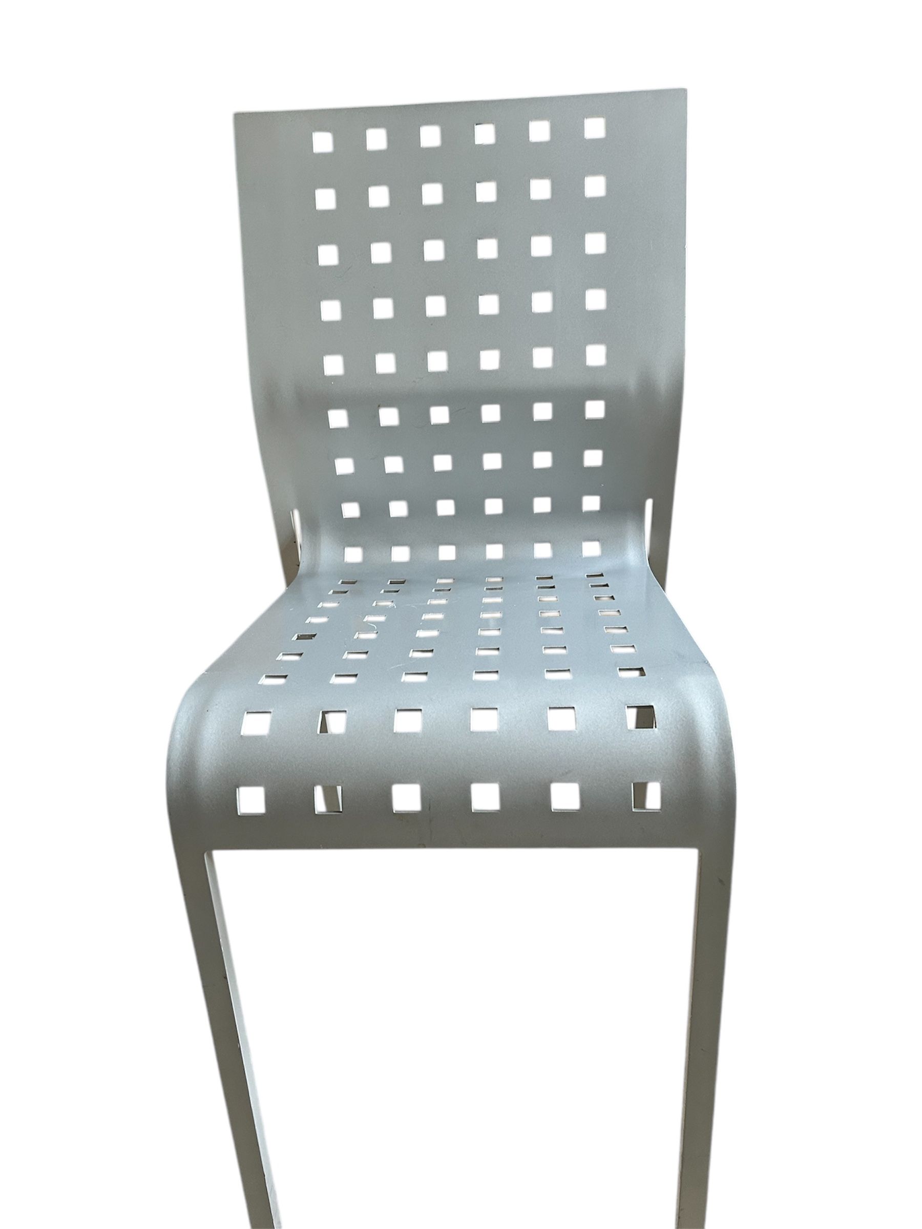 Mirandolina chair in satin grey by Pietro Arosio, Zanotta  Front
