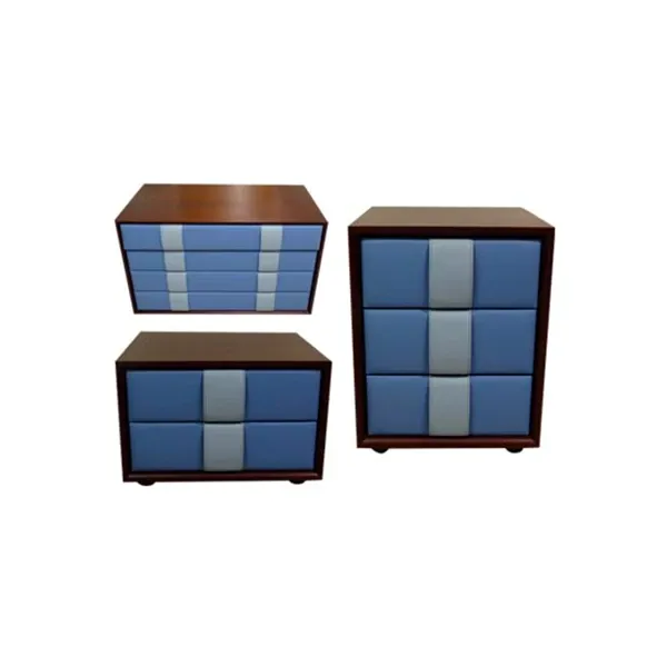 Set of 3 night storage units Obi leather (light blue), Poltrona Frau image