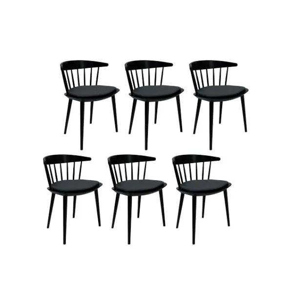 Set of 6 J104 chairs in solid beech wood (black), Hay image