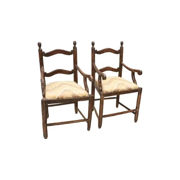 Set di 2 poltrone antiche in noce secolo XVIII, 