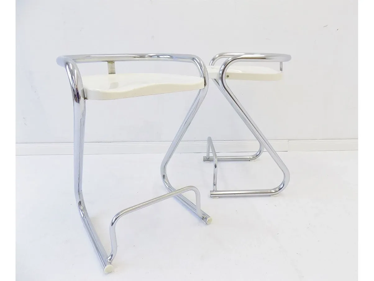 Set of 2 stools S70-3 in chromed metal (white) 