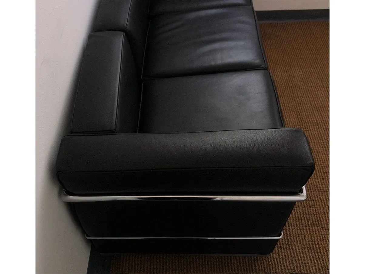 LC3 3 seater sofa chromed steel and leather (black), Cassina 5