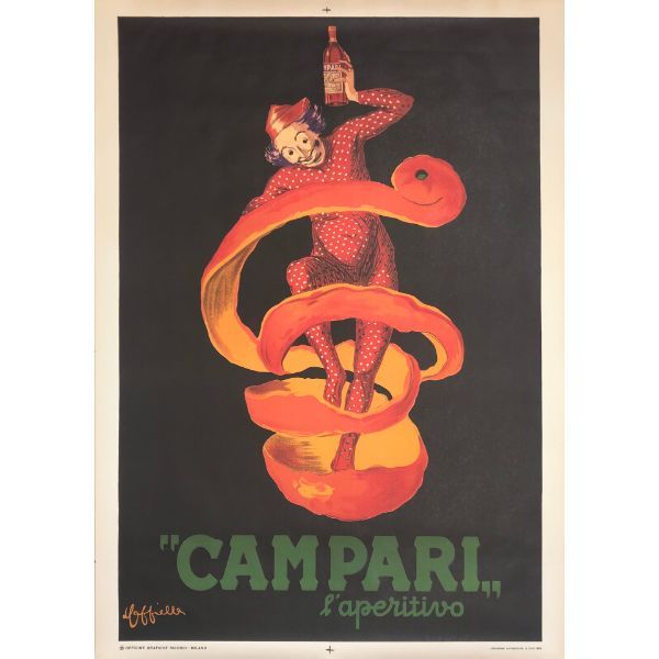 Affiche pubblicitaria litografica Campari L'Aperitivo - Spiritello di Leonetto Cappiello (anni '50), image