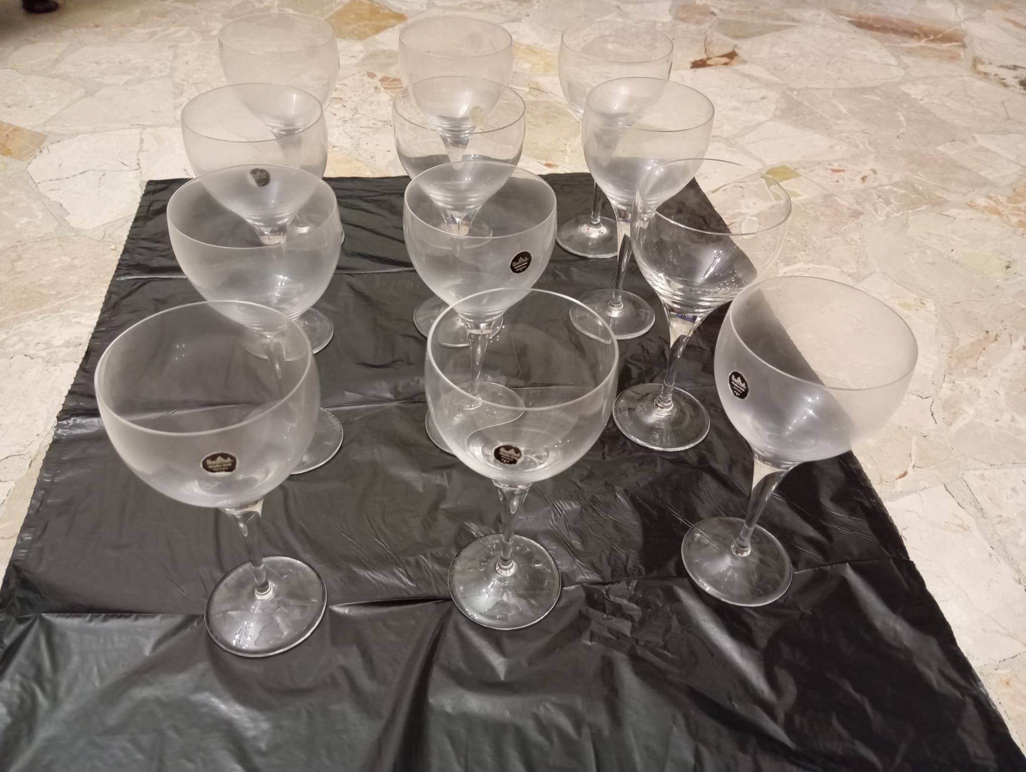 Servizio di calici per vino acqua e spumante in cristallo (anni '80), Rosenthal  Front