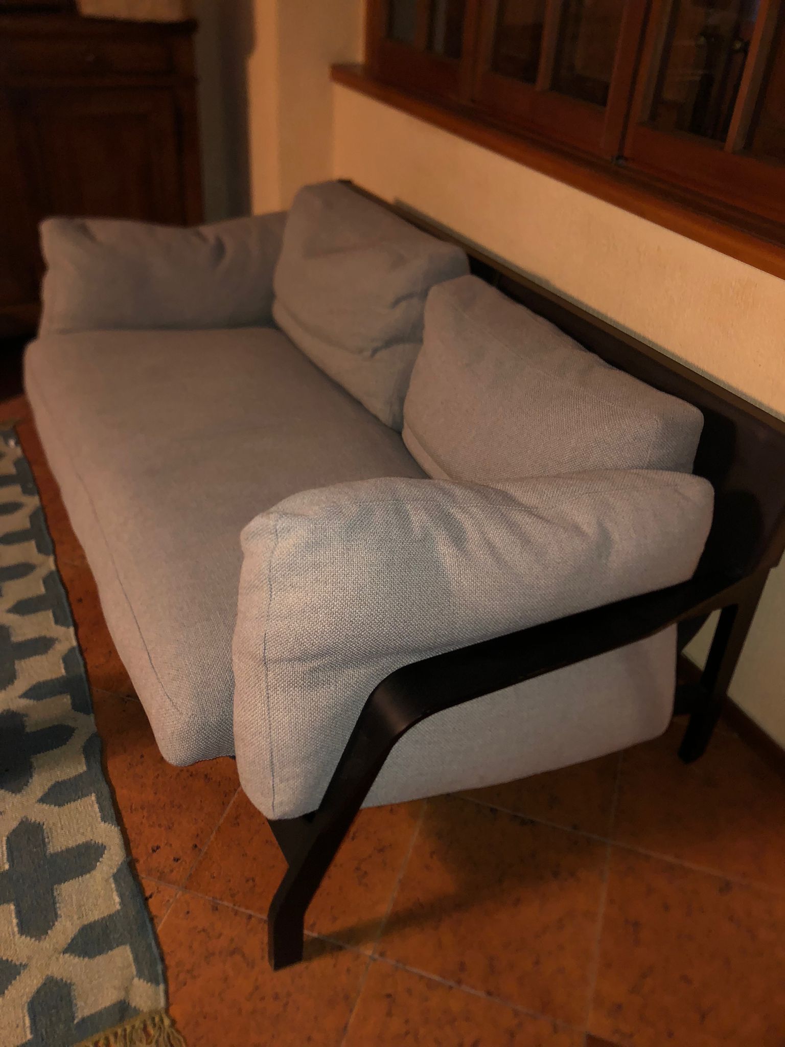 Divano 3 posti Eloro in legno e cuoio di Rodolfo Dordoni, Cassina Side