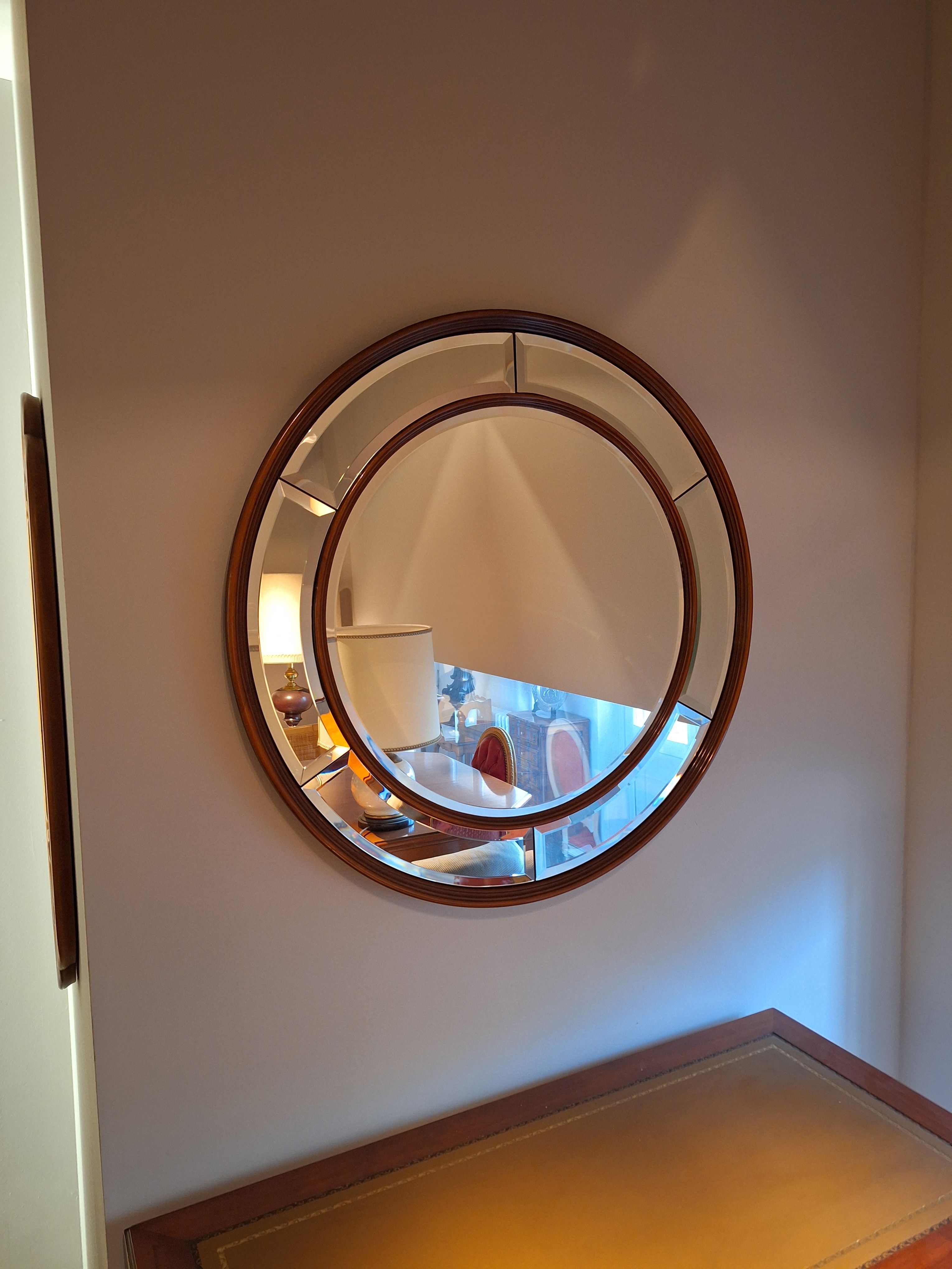 Round Mahogany Wood Mirror Main