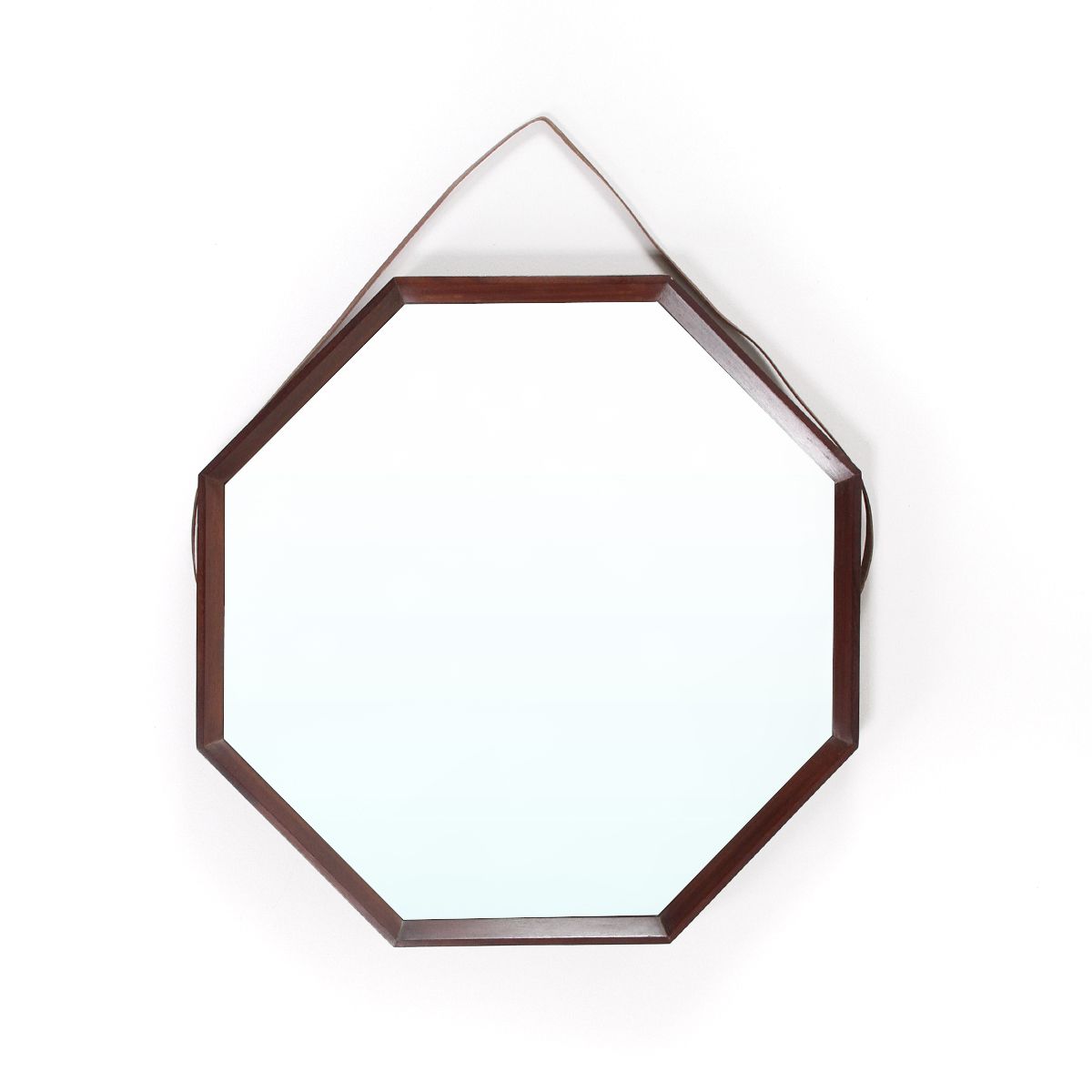Vintage wooden octagonal mirror (1960s), image