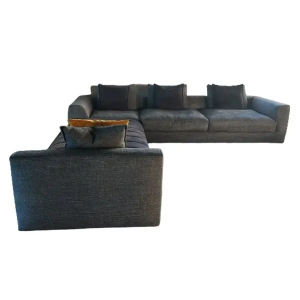 Capetown sofa with peninsula in gray fabric, CTS Salotti 