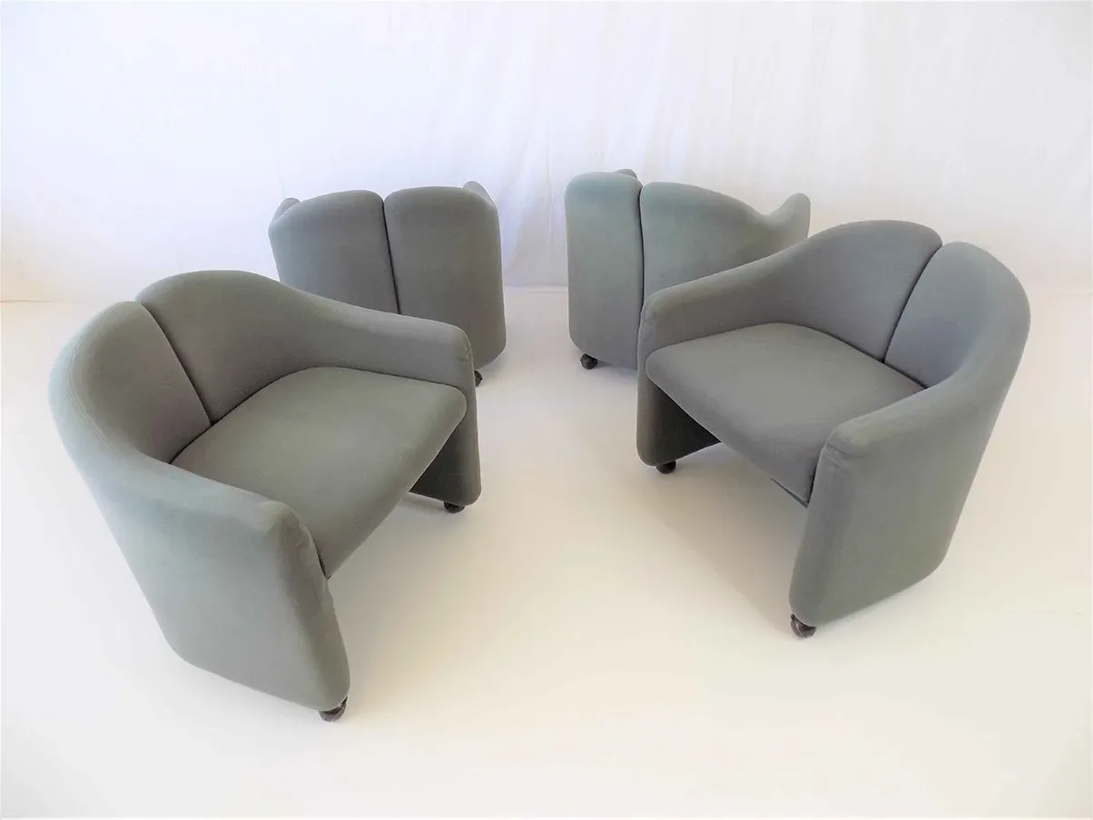 Set of 4 chairs PS142 Eugenio Gerli with wheels 3
