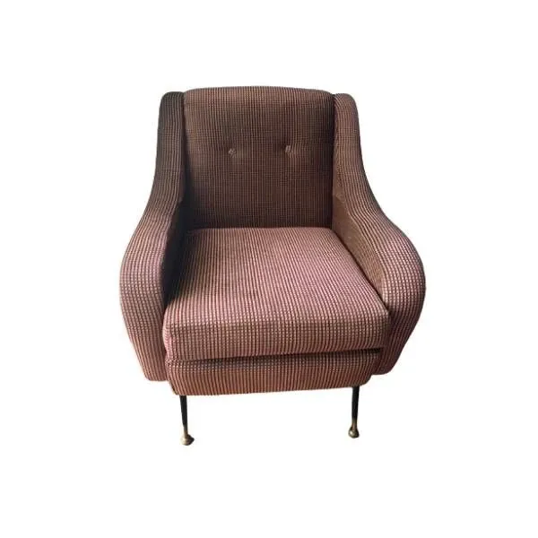 Vintage armchair in burgundy fabric (1950s), image