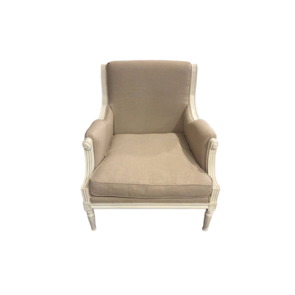 Poltrona in legno bianco e tessuto grigio, Dialma Brown image