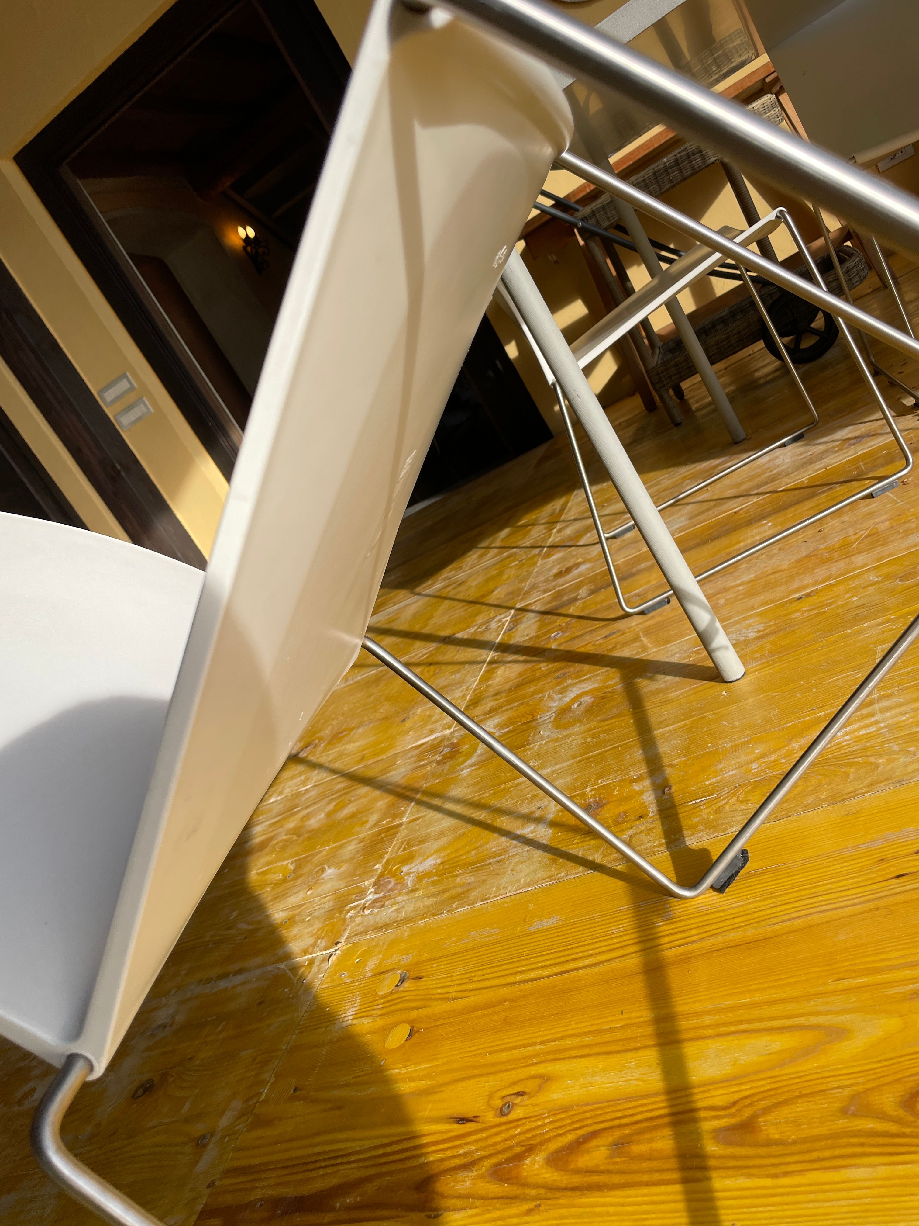 M1 White Stackable Chair by Piergiorgio Cazzaniga Side