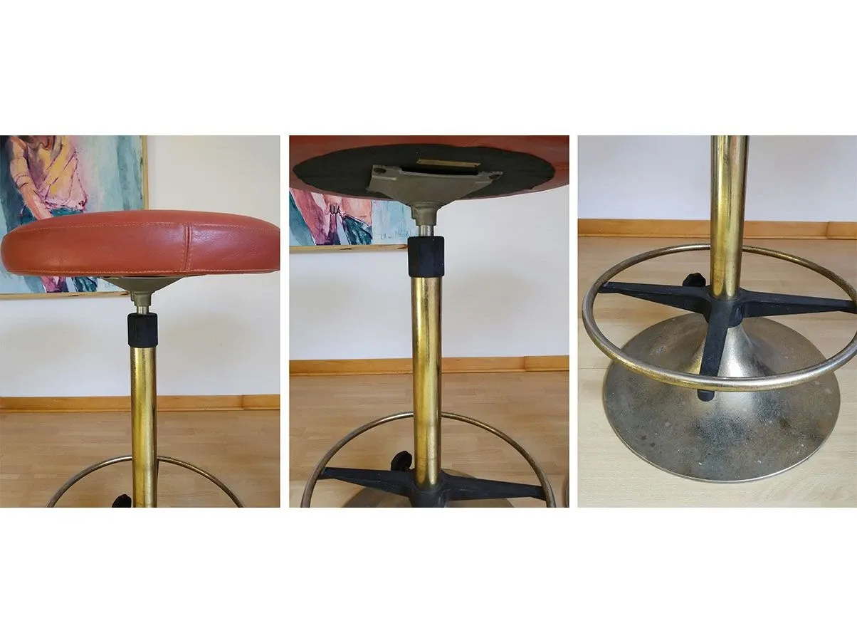 Set 2 sgabelli vintage Big Wine Bar pelle (bordeaux), Busnelli 1