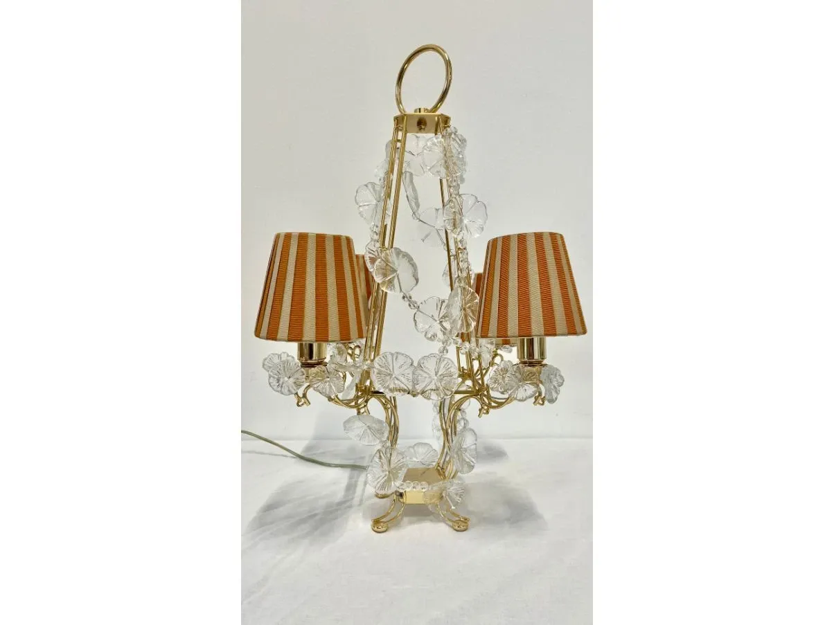 Lampada da tavolo in ferro placcato oro vintage,  2
