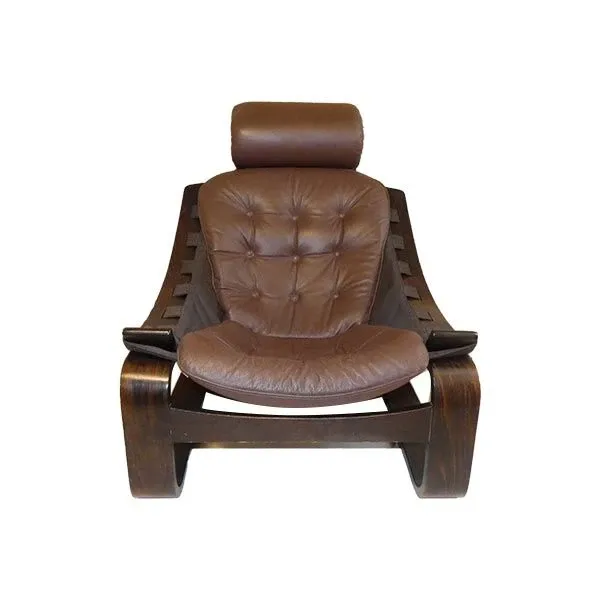 Kroken armchair in beech and leather (1970s), Nelo image