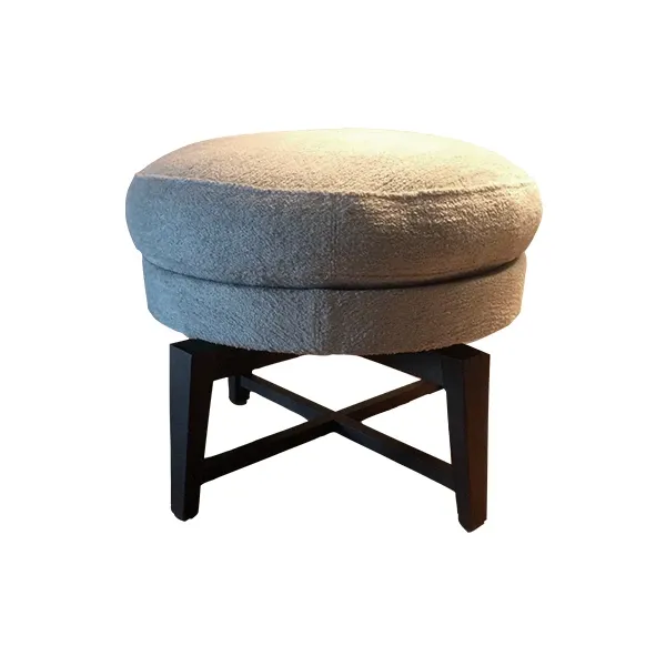 Feelgood round pouf in wood and fabric (grey), Flexform image