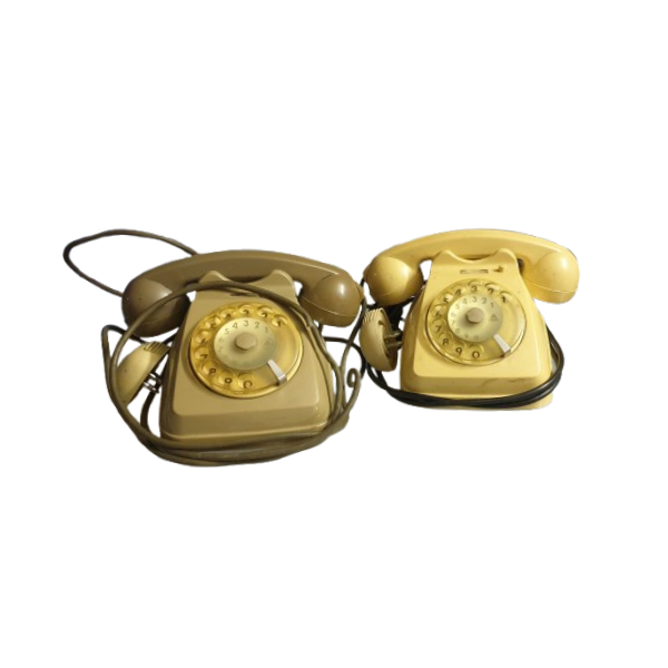 Coppia di telefoni grigio e giallo di Lino Saltini (anni '60/'70), SIP image