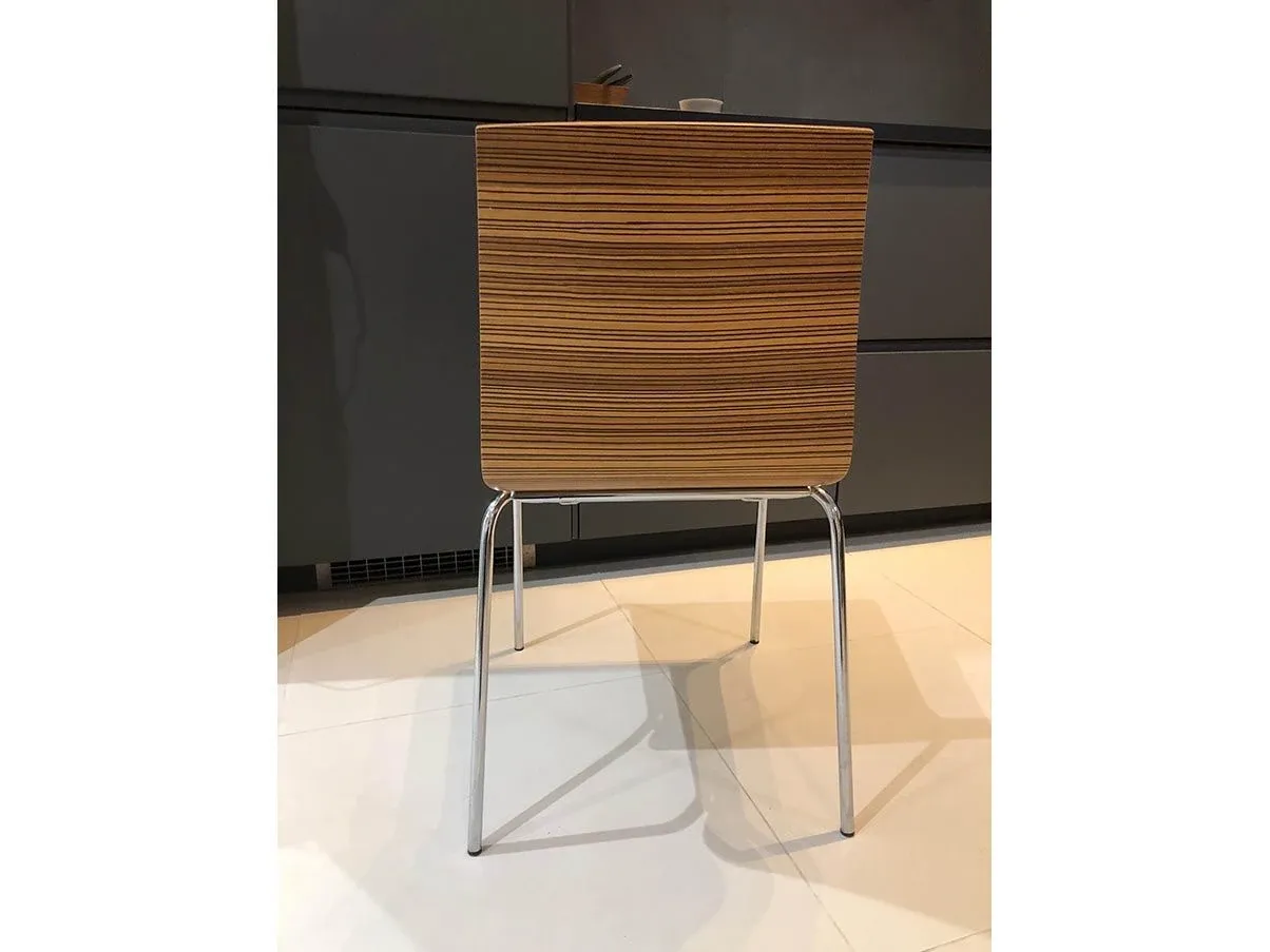 Sedia Zebra in acciaio cromato e legno curvato, Calligaris 3