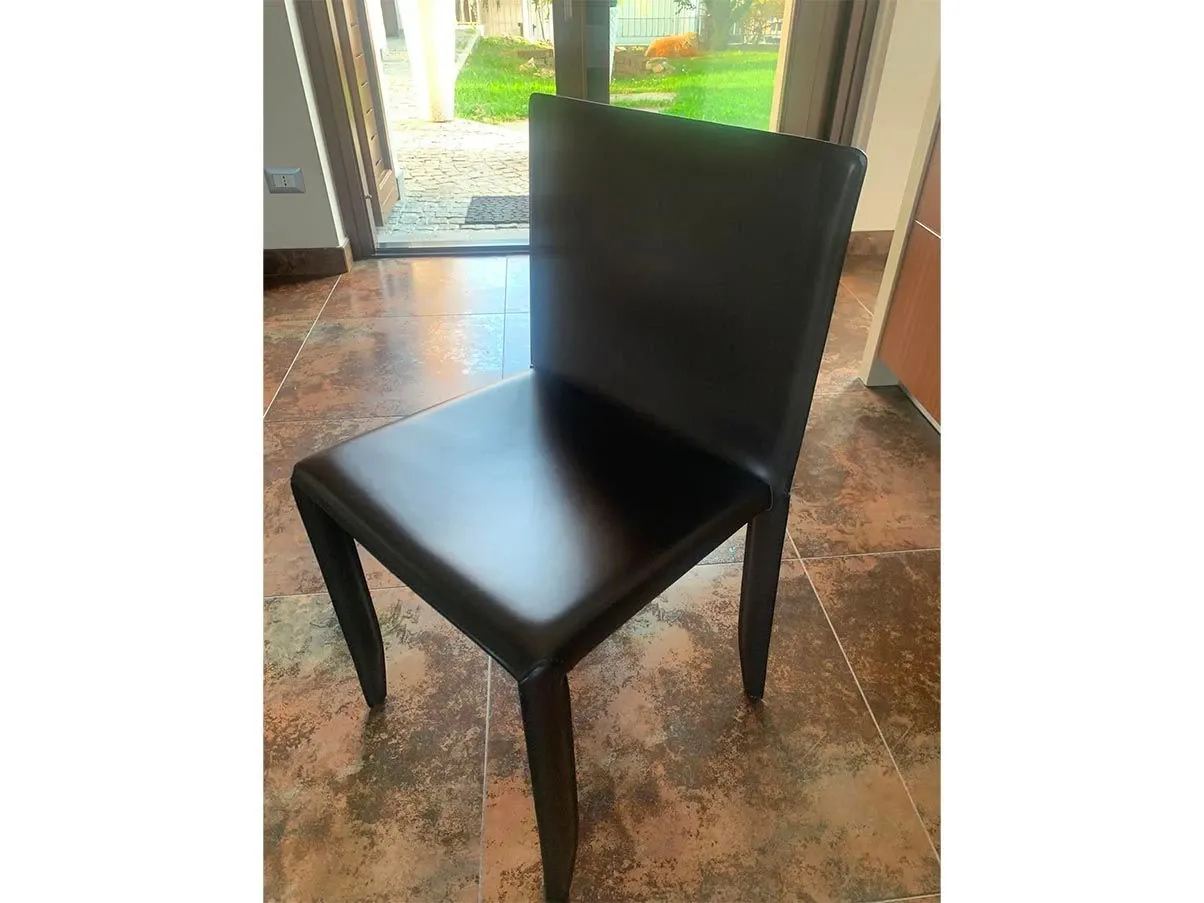 Set of 4 chairs in dark brown leather, Cattellan Italia 1
