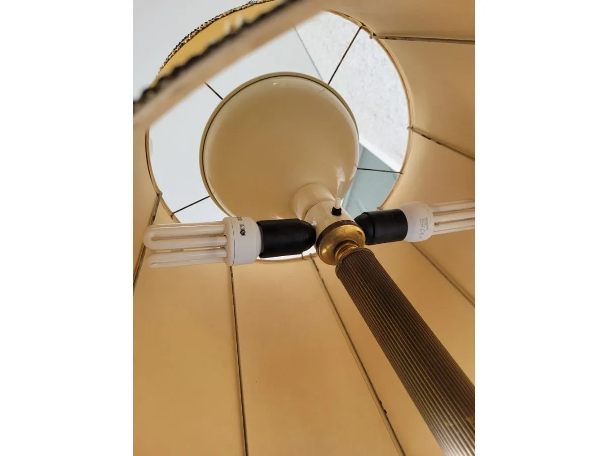 Lampada da terra in ottone e tessuto vintage (anni'50),  5