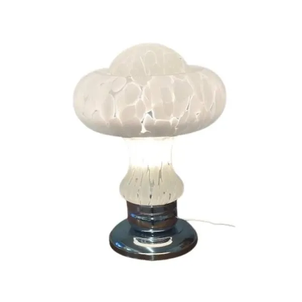 Lampada da tavolo vintage in vetro di Murano e metallo,   