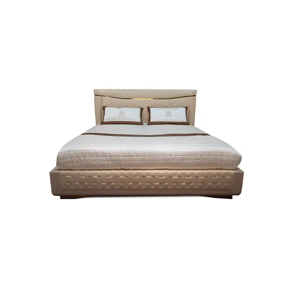 Letto matrimoniale Eucaliptus con testata in Nabuk, Anacleto Mariani 