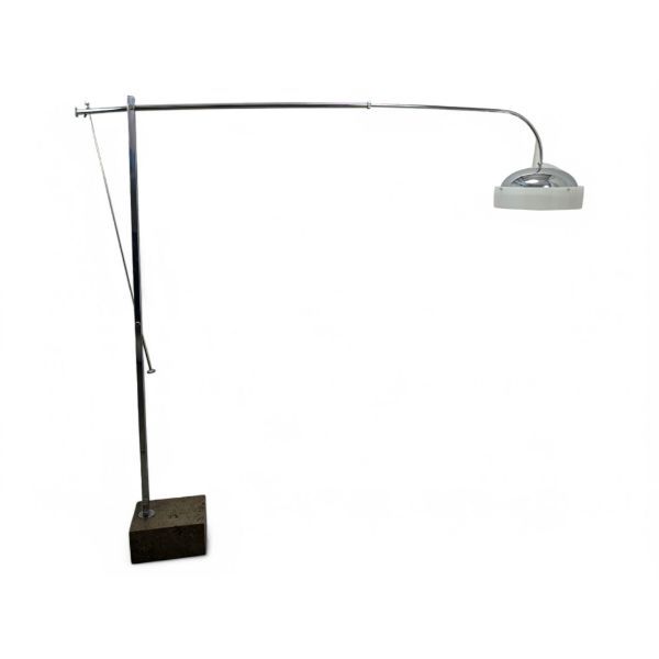 Vintage floor lamp with marble base and chromed steel (70s), image