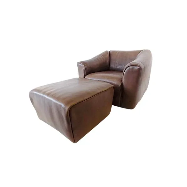 Poltrona DS 47 con pouf in pelle (marrone), De Sede image