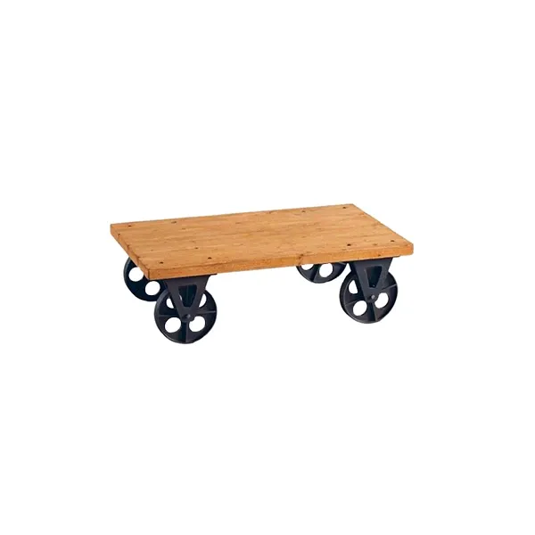 Vintage style coffee table with wooden wheels, Design By Us image