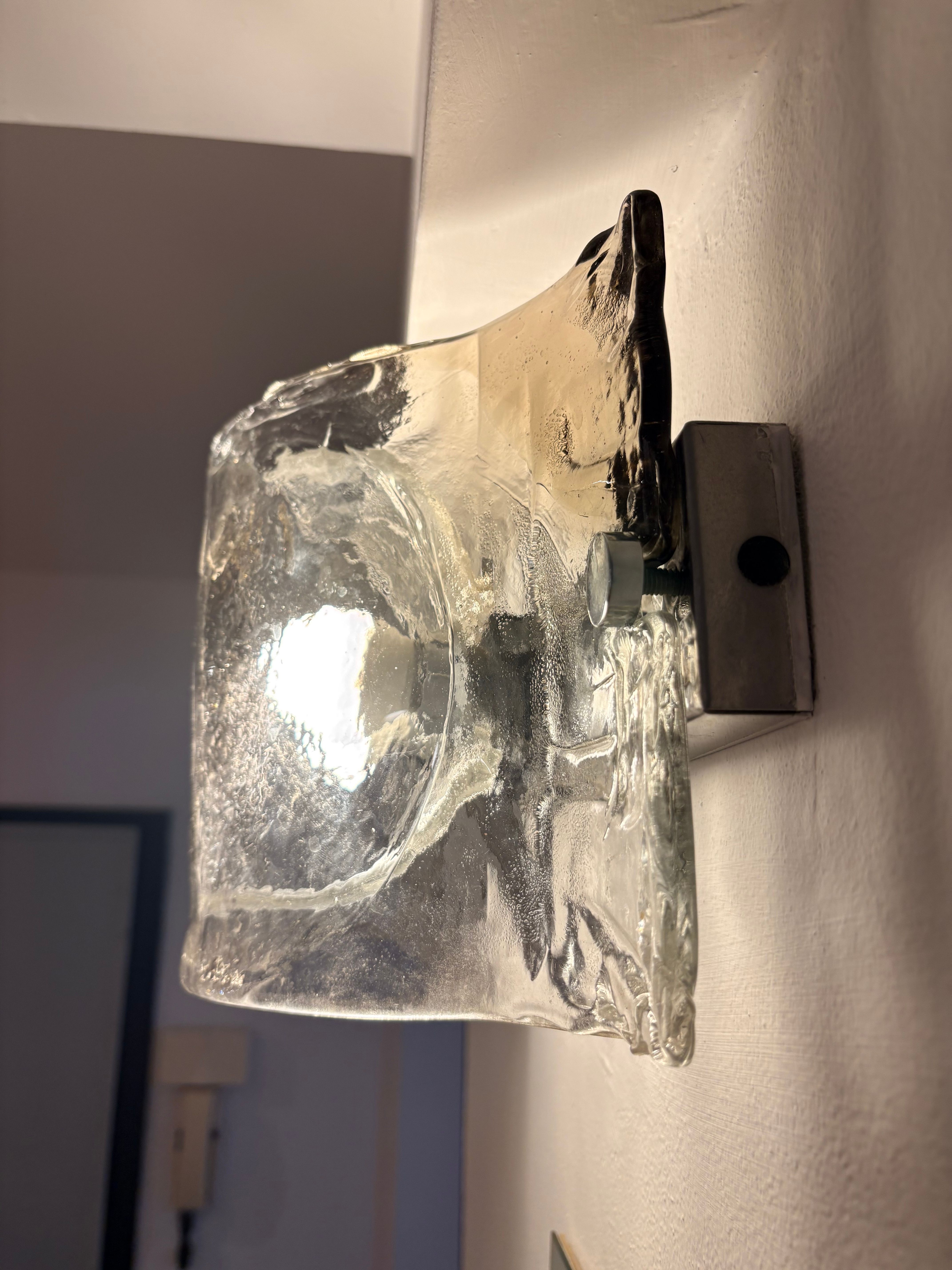 Coppia di lampade da parete in vetro di Murano di Carlo Nason Side