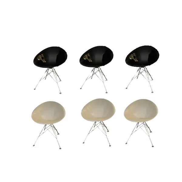 Set of 6 black and white Eros chairs, Kartell image