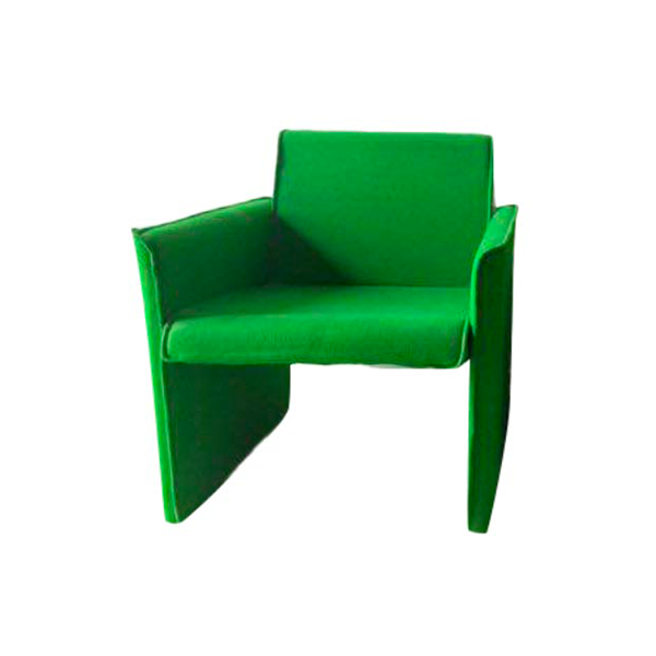 Vintage armchair in metal and green fabric (1970s) image