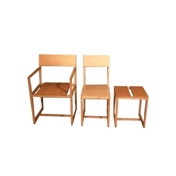 Set of 3 Dj Evolution chairs in light wood, Tagliabue image