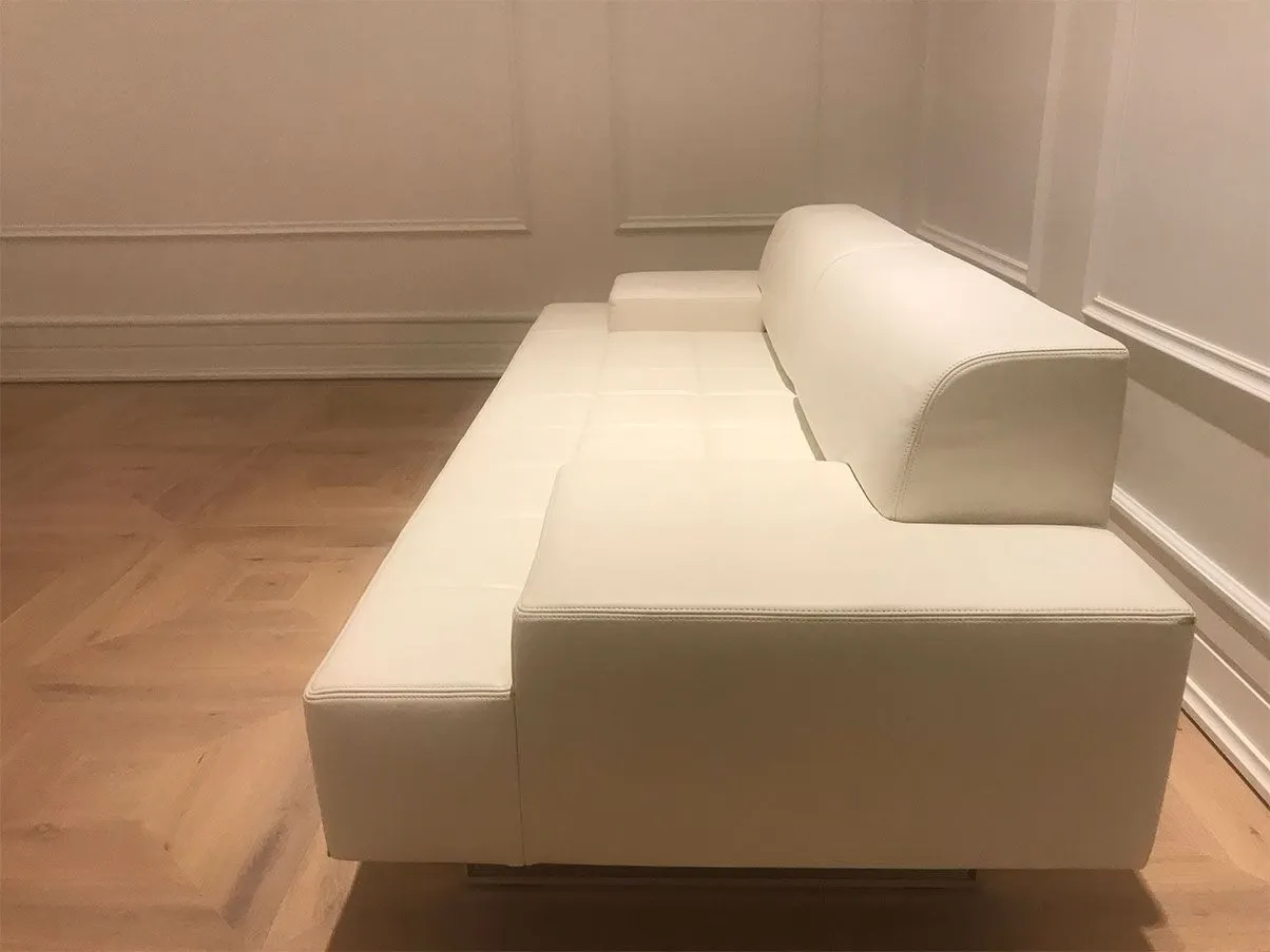 Set of 2 Quadra sofas in leather (white)