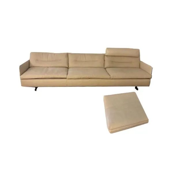 Divano 3 posti Grantorino e pouf pelle (beige), Poltrona Frau image