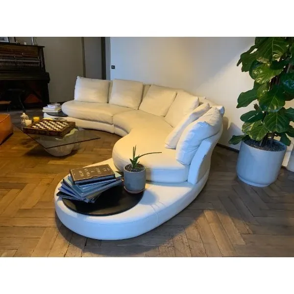 Divano semicircolare in pelle bianca tre moduli, Roche Bobois image