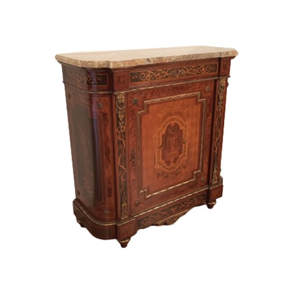 Credenza vintage in legno intarsiato e marmo ('900),  image