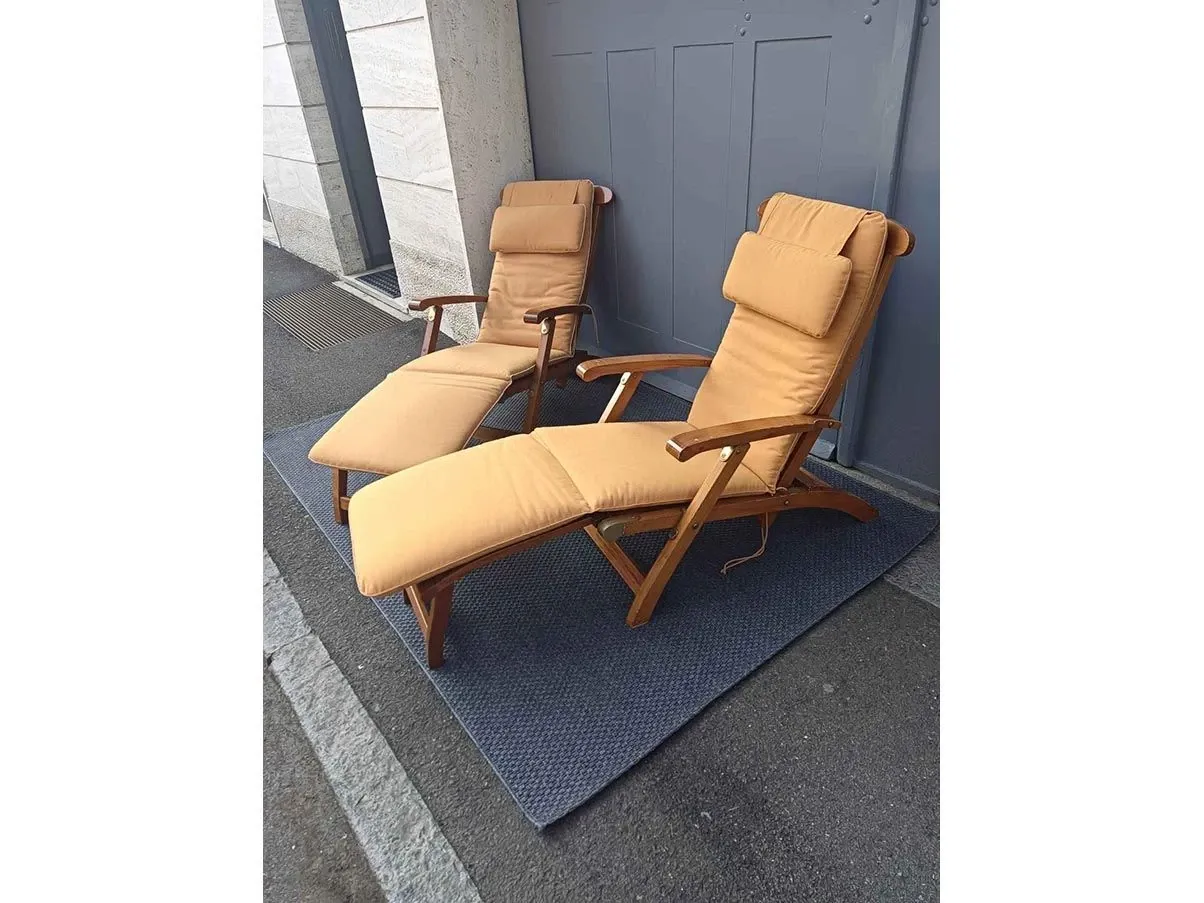 Set aus 2 Teakholz-Liegen Commodore 2