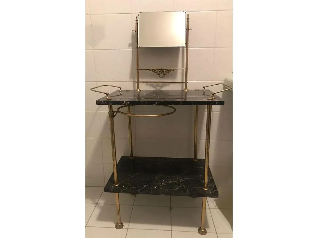 Vintage dressing table with mirror in brass and black marble ( &#39;900) 1