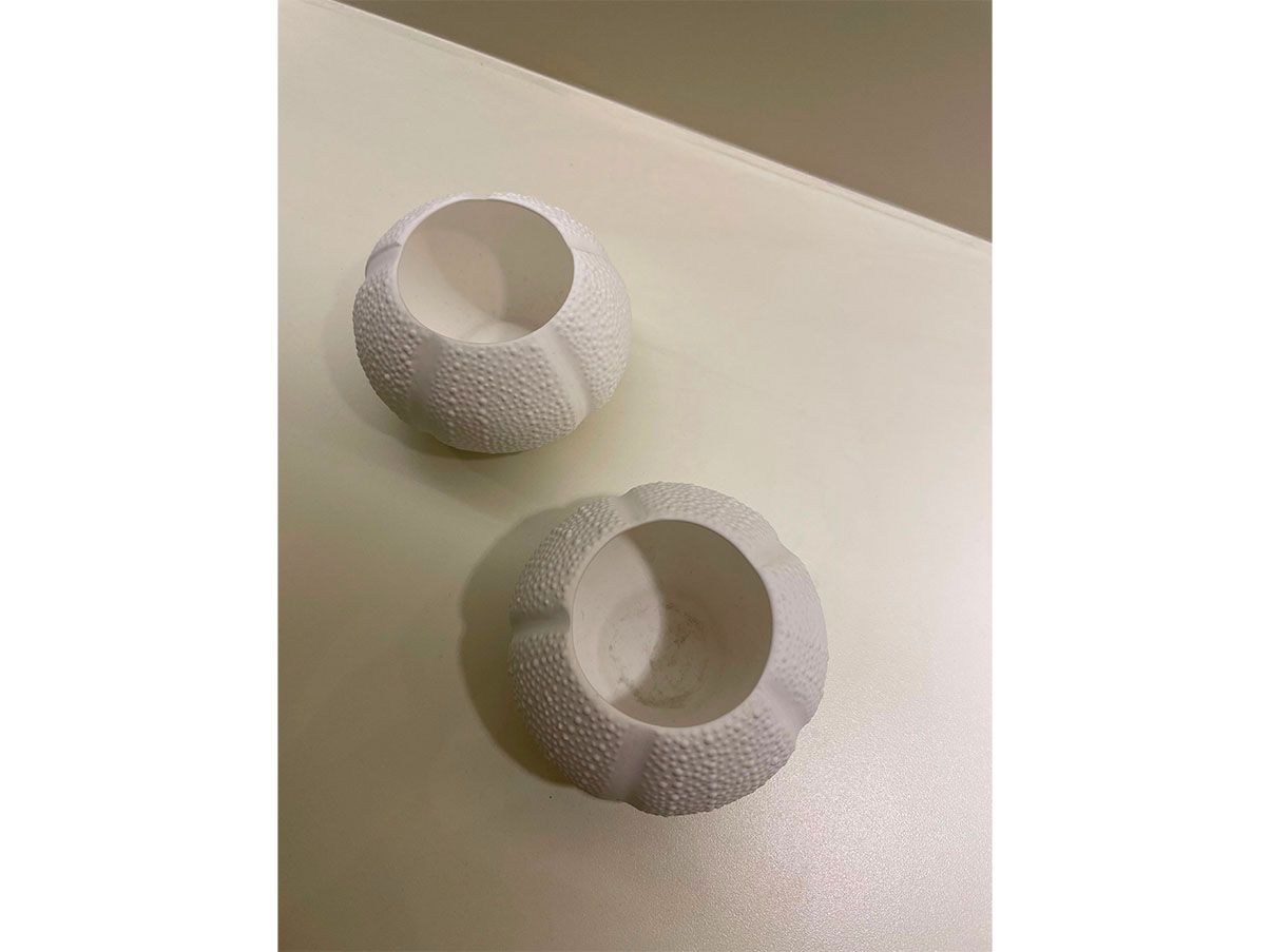 Set 2 vasetti Urchin in porcellana grigio 2