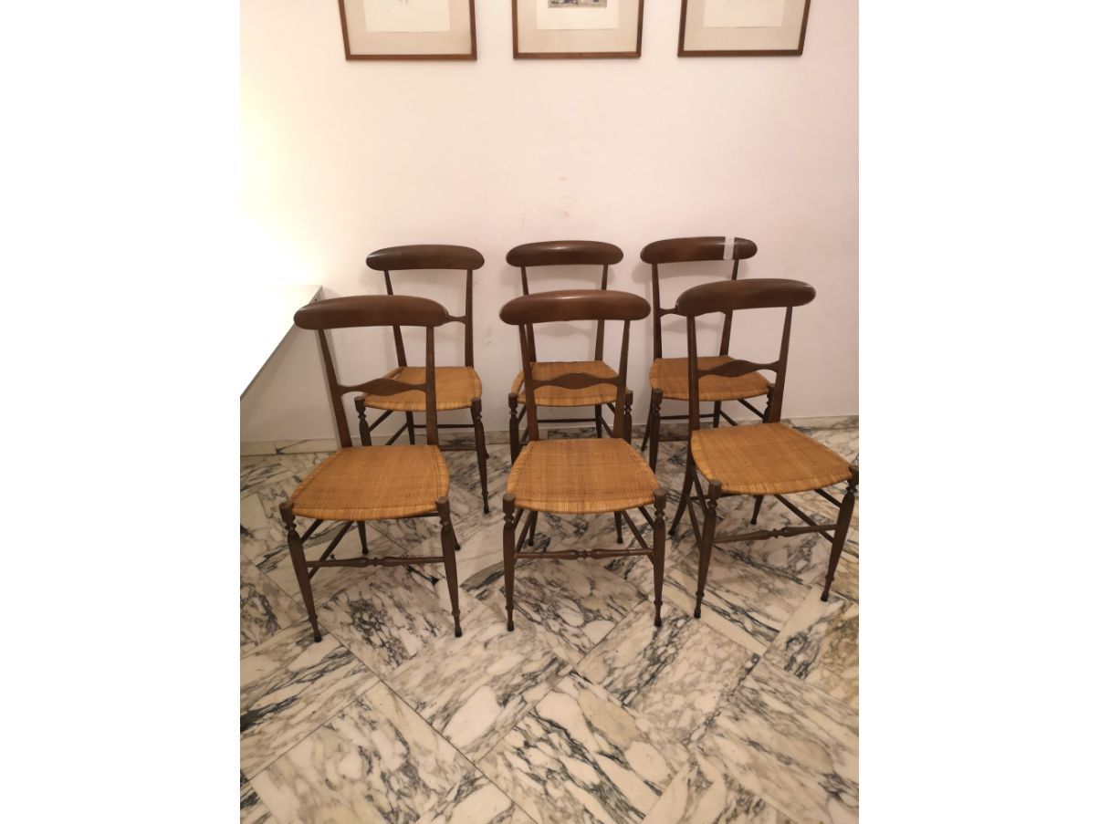 Set of 6 vintage Chiavarine chairs (1970s), image
