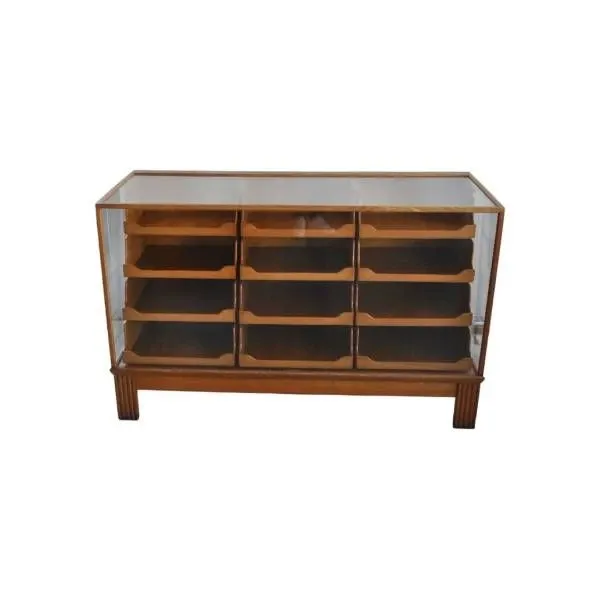 Vintage chest of drawers in wood and glass (1950s), Shopfittings Manchester image