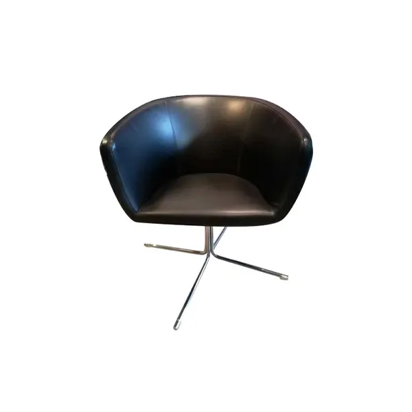 Mini Jelly swivel leather armchair (black), Living Divani image