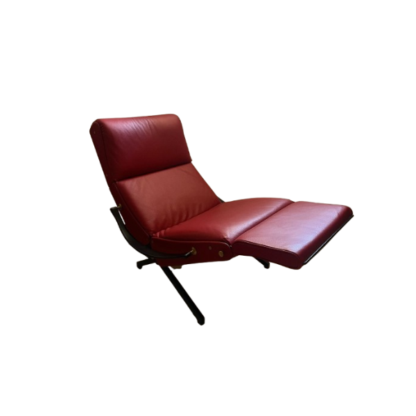 Chaise longue Lounge Chair P40 rossa di Osvaldo Borsani (anni '50), Tecno image