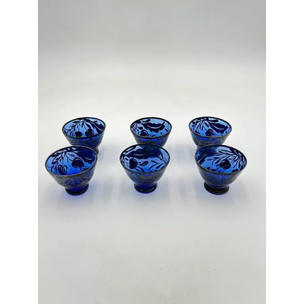 Set di 6 bicchieri Art Dèco in vetro blu (anni '30), image