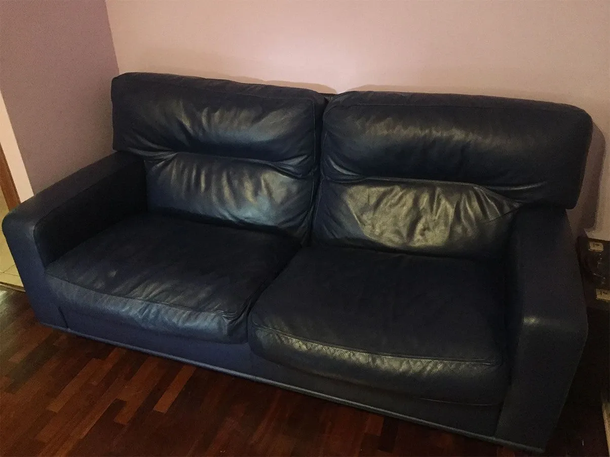 2-seater sofa set Salomè leather (blue), Poltrona Frau 