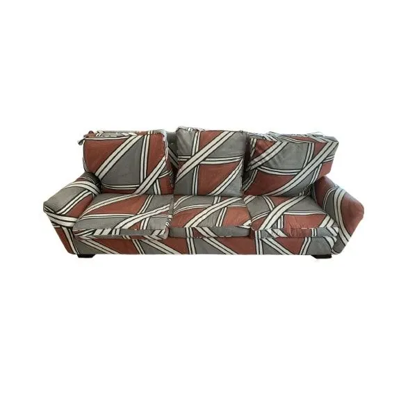 Vintage 3 seater sofa in fabric with geometric decoration image