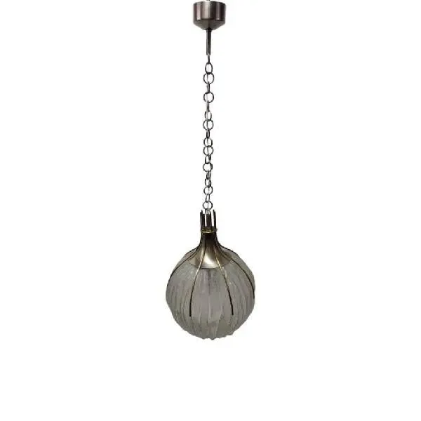 Vintage pendant lamp in steel and brass, image