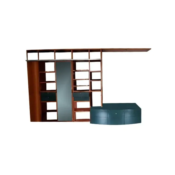 Wall bookcase in wood with TV base, Poliform image