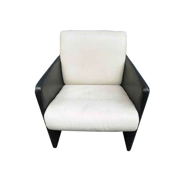 Vintage armchair in two-toned leather (1970s), Luigi Sormani image